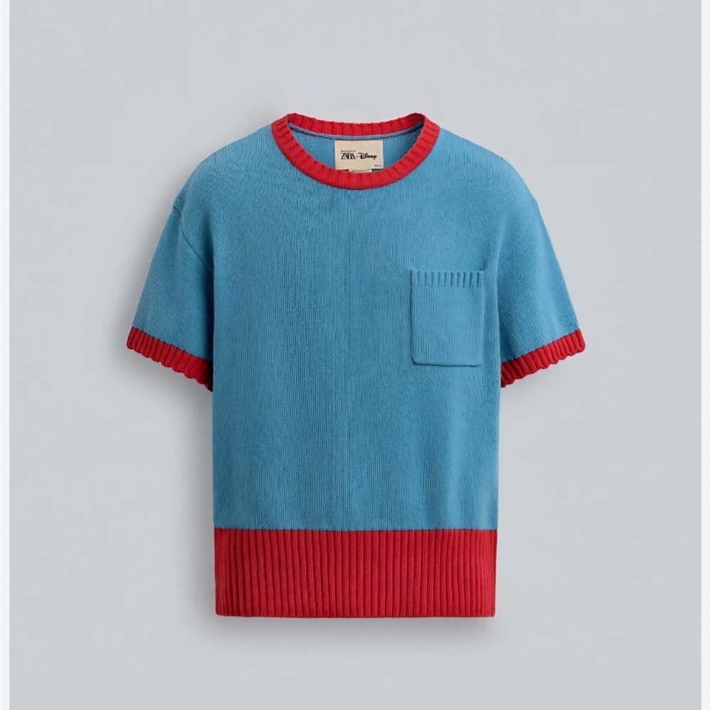 HARRY LAMBERT FOR ZARA X DISNEY BLUE RED TRIM JUMPER SIZE L
